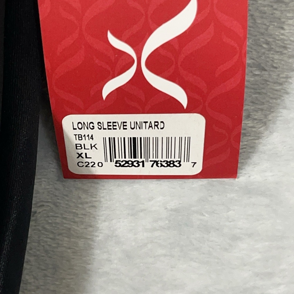 NWT Capezio Long Sleeve Unitard XL Black Full Length Dance TB114 - Picture 4 of 11